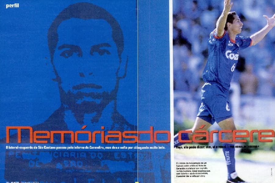 Perfil do lateral César publicado na edição de fevereiro de 2001 - Reprodução/PLACAR