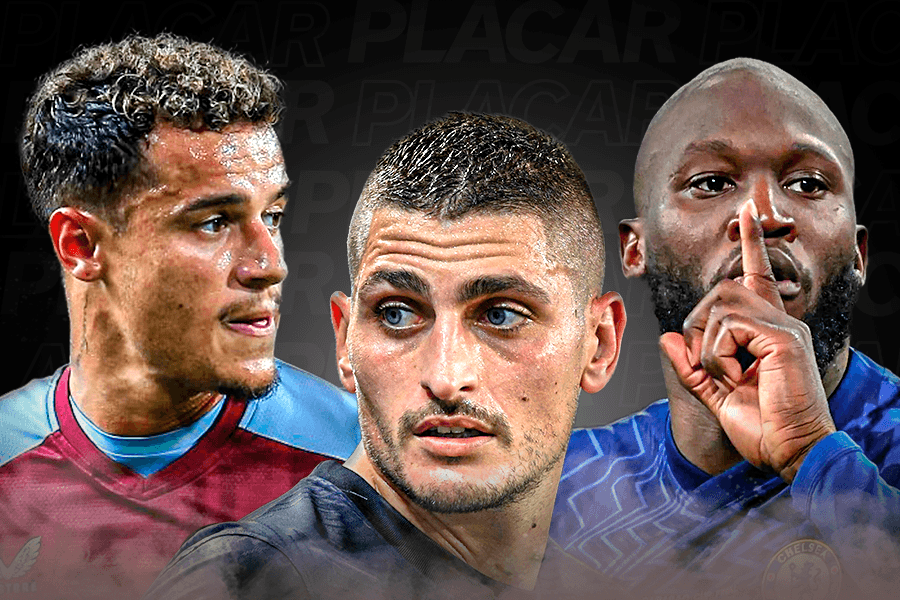 Coutinho, Verratti e Lukaku devem mudar de clubes até o fim da janela – Bruna Franco/Arte/Placar