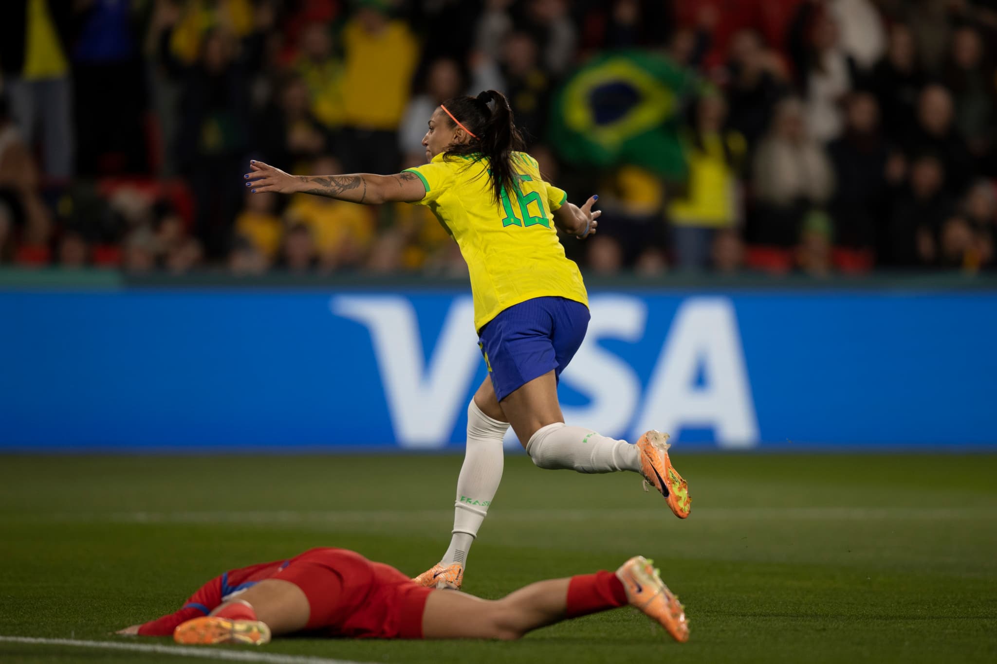 Zaneratto comemora gol contra o Panamá, indicado ao Puskás - Thais Magalhães/CBF