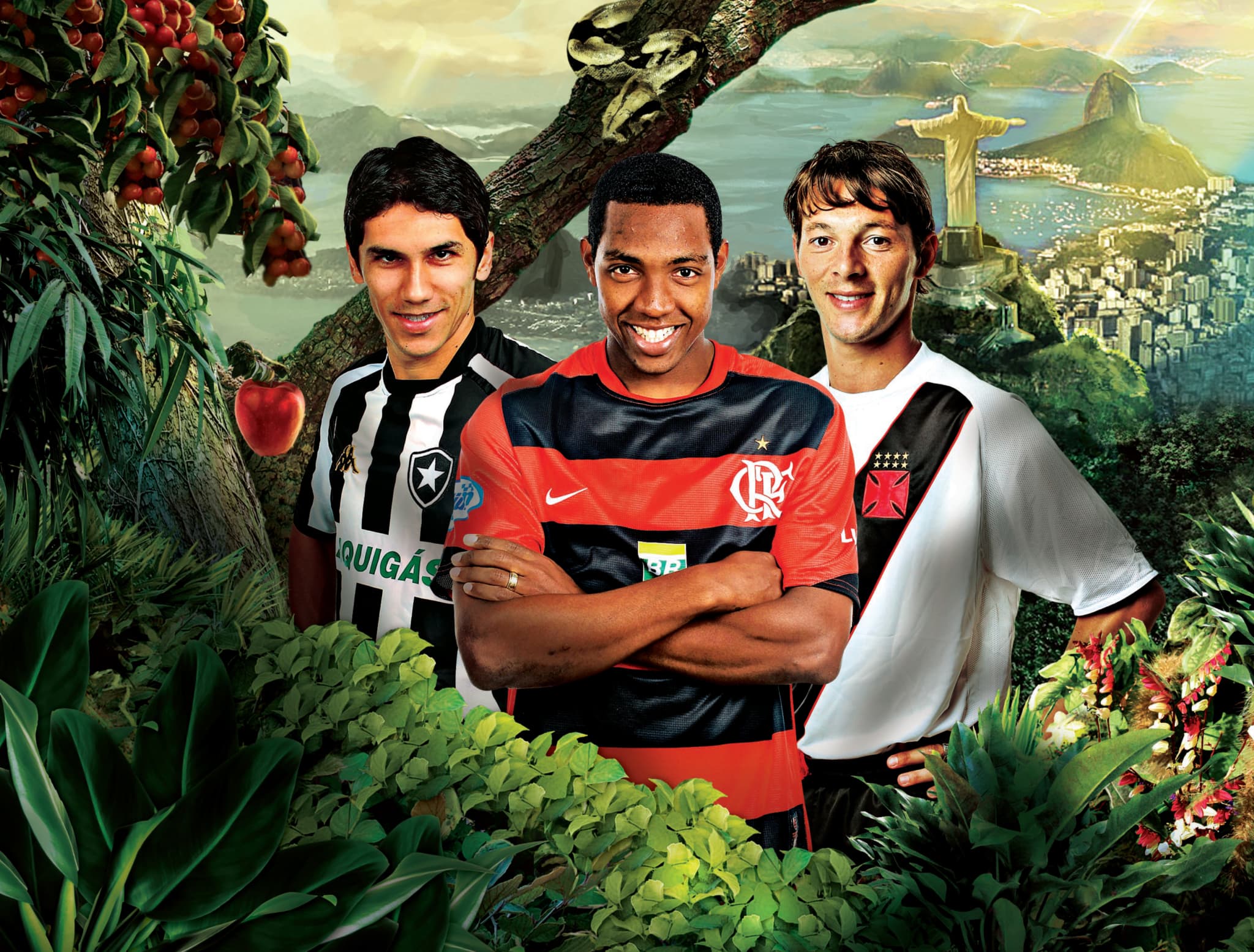 Lúcio Flávio (Botafogo), Renato (Flamengo) e Leandro Amaral (Vasco), em PLACAR de julho de 2007 - Daryan Dornelles