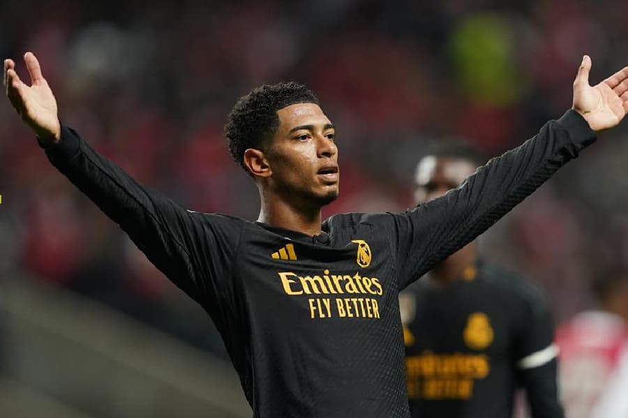 Jude Bellingham, do Real Madrid, diante do Braga - Hugo Delgado/EFE