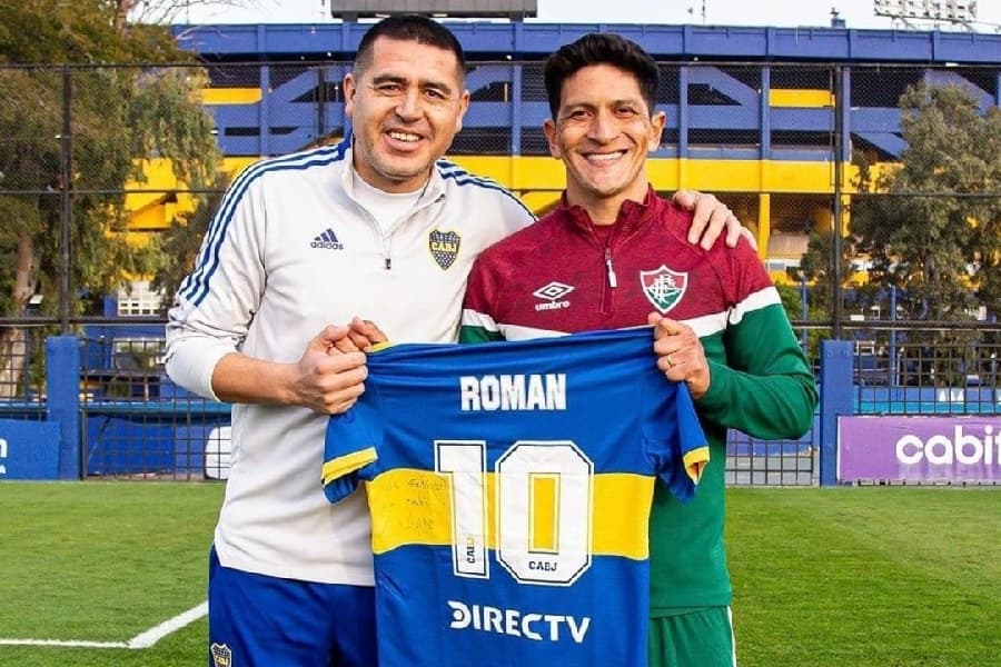 Cano ao lado de Juan Román Riquelme, atual vice-presidente do Boca: 'ficamos falando de Boca' - @germancano14/Instagram