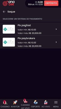 onabet saque com Pix