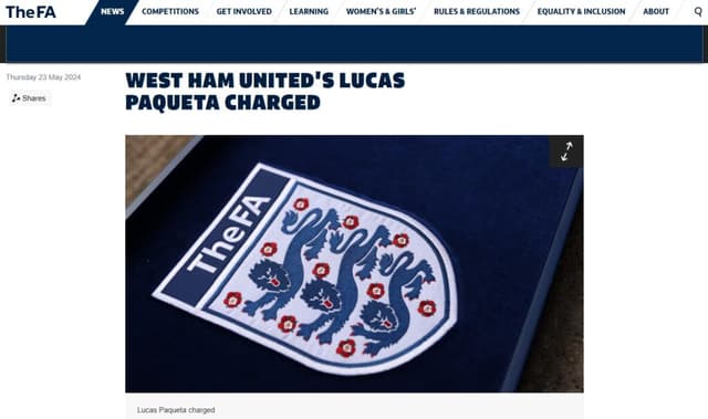 comunicado FA, Lucas Paquetá