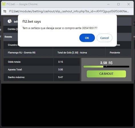 f12 bet cash out