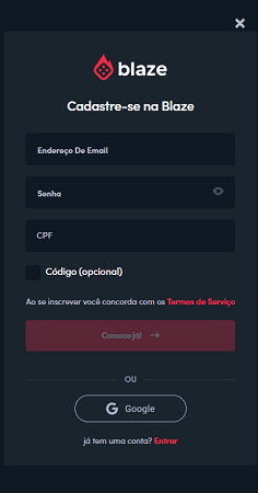 blaze apostas cadastro