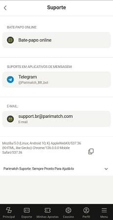 atendimento ao cliente parimatch