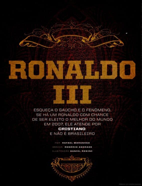 Ronaldo III: mesmo favorito, perdeu a disputa para o brasileiro Kaká - Reprodução/Placar