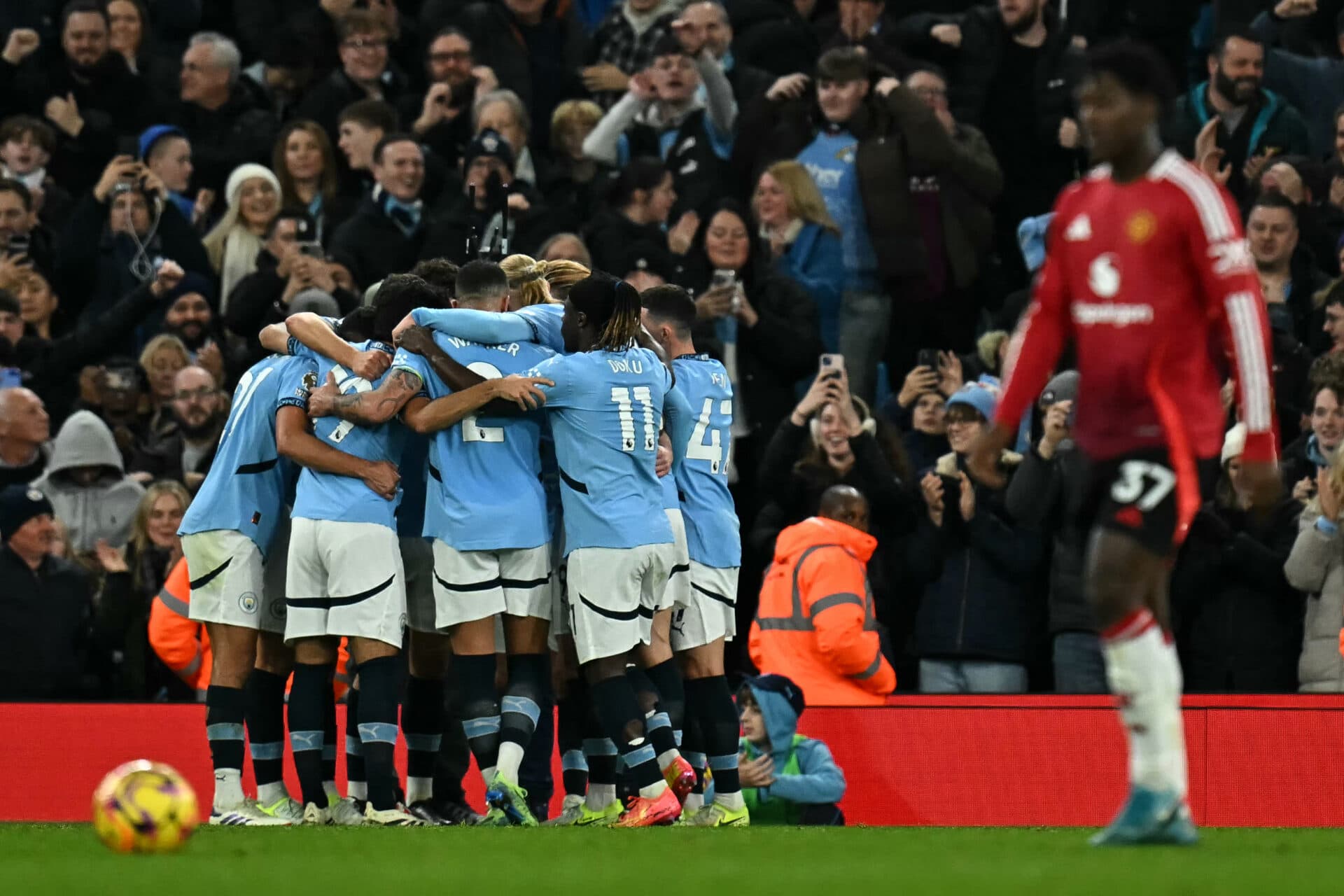 Jogadores do Manchester City - Paul ELLIS / AFP