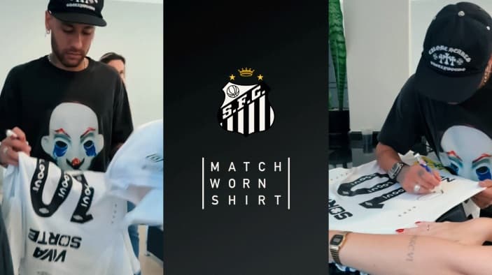 Neymar assina camisa que será leiloda - Divulgação