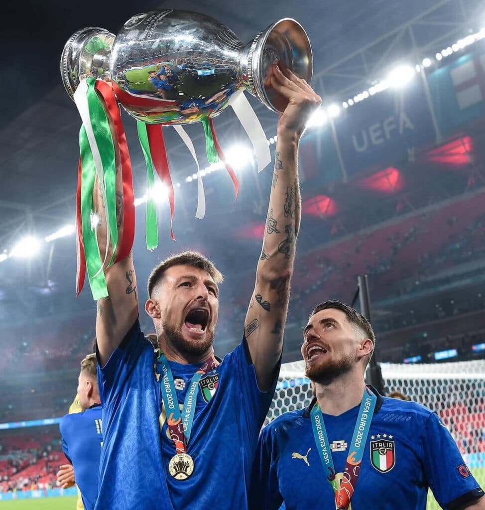 Francesco Acerbi e Jorginho, campeões da Eurocopa pela Itália - @francescoacerbi88 / Instagram