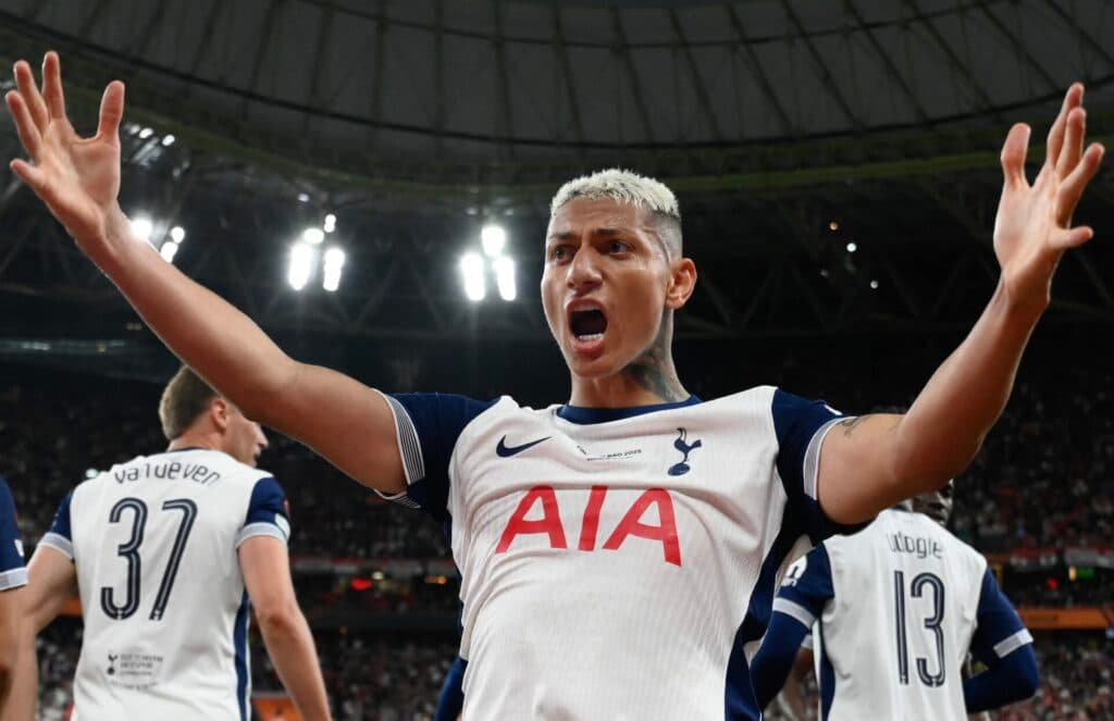 Richarlison, do Tottenham, comemora em final da Liga Europa - Divulgação / Uefa