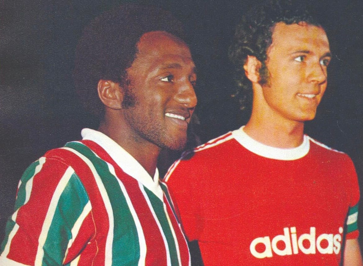 Paulo Cezar Caju e Franz Beckenbauer em Fluminense x Bayern de Munique - Divulgação / Fluminense