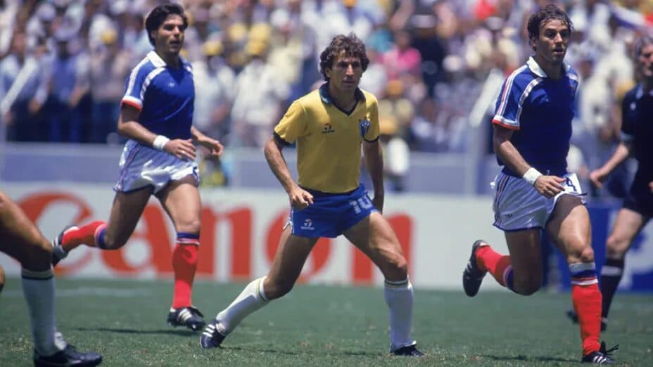 Zico, do Brasil, no jogo contra a França, pela Copa do Mundo de 1986 - Sérgio Sade/VEJA