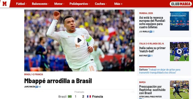 Brasil x França: mídia internacional critica derrota em amistoso