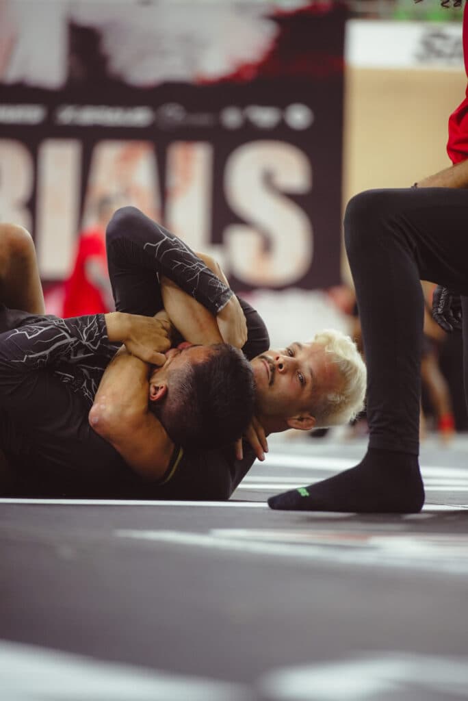 Felipe Machado momentos antes de aplicar um mata-leão no ADCC Trials que aconteceu no Rio de Janeiro. Foto: The Mat Nation
