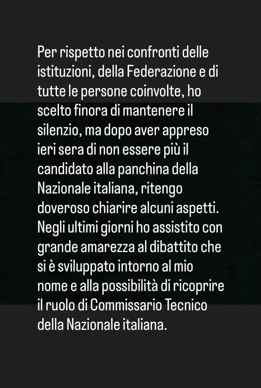 Texto publicado por Pirlo em suas redes sociais - Reprodução/@andreapirlo21