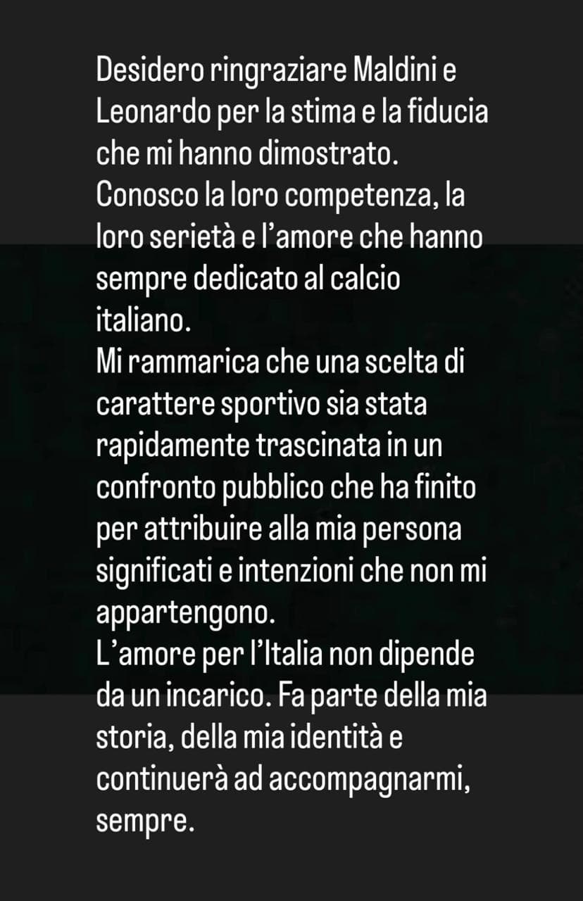 Texto publicado por Pirlo em suas redes sociais - Reprodução/@andreapirlo21