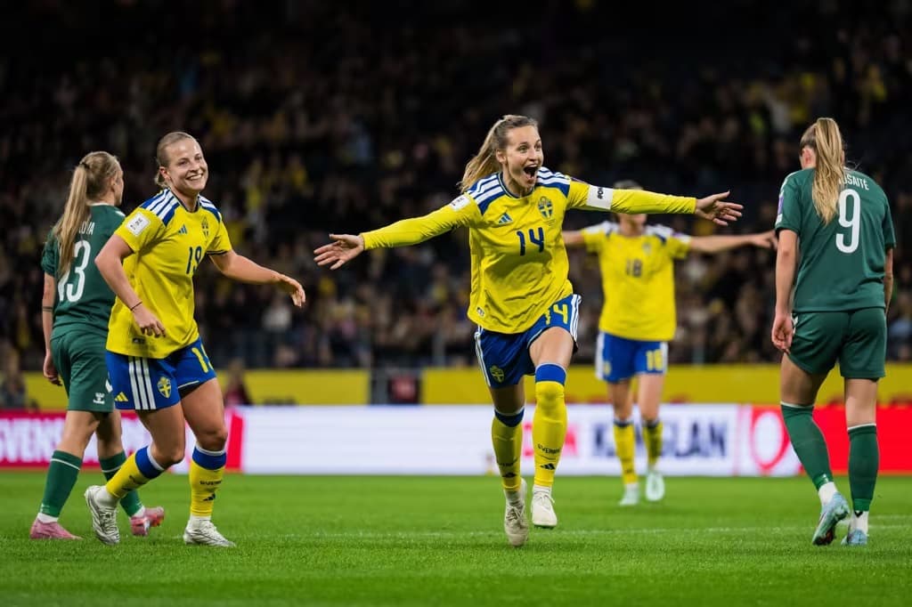 Nathalie Bjorn abriu a goleada em casa - Foto: Divulgação/Fifa