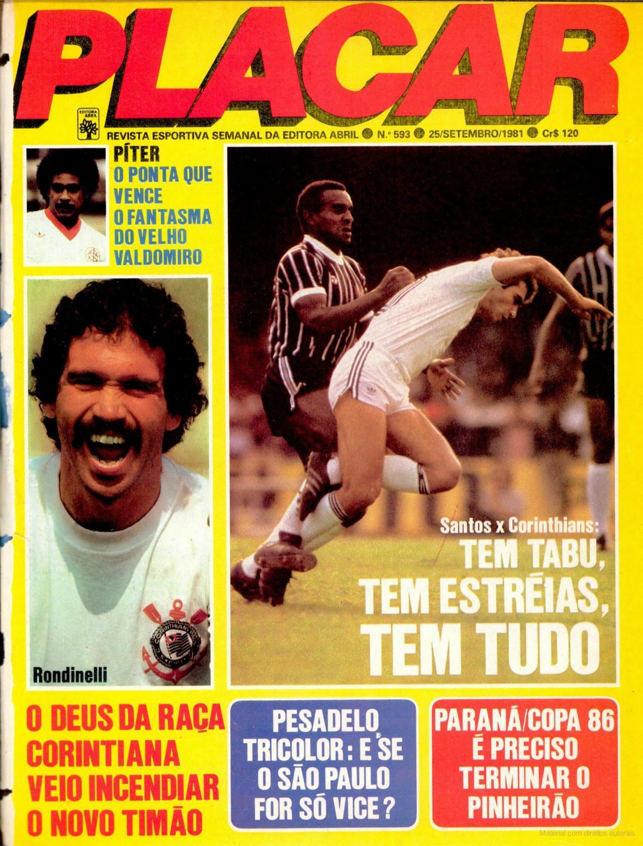 Capa da edição Santos x Corinthians: Tem tabu, tem estreias, tem tudo da revista PLACAR