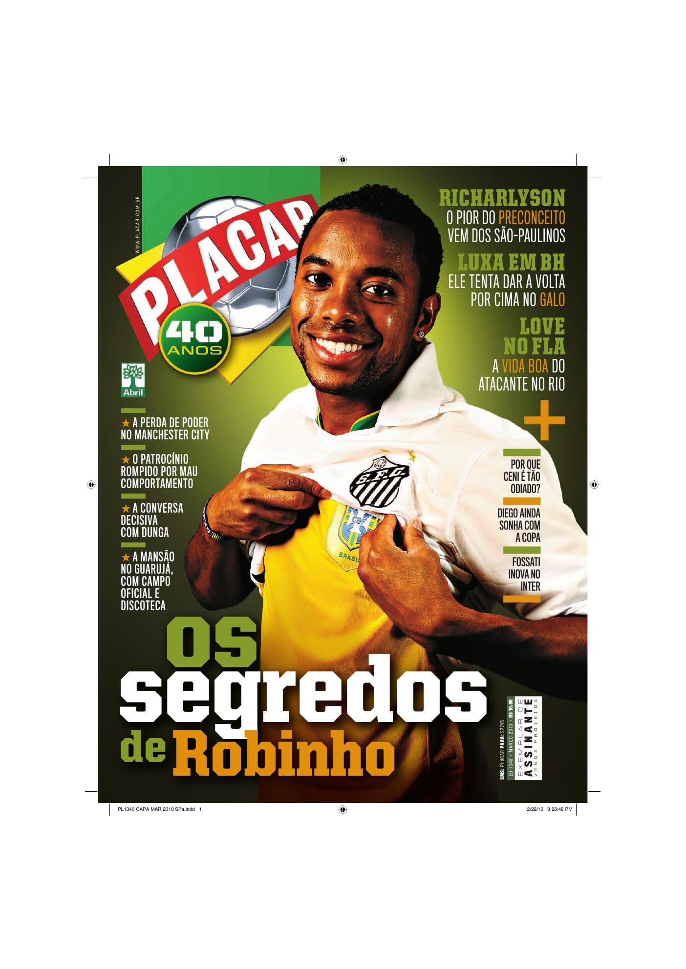 Capa da edição 2010-EDIÇÃO da revista PLACAR