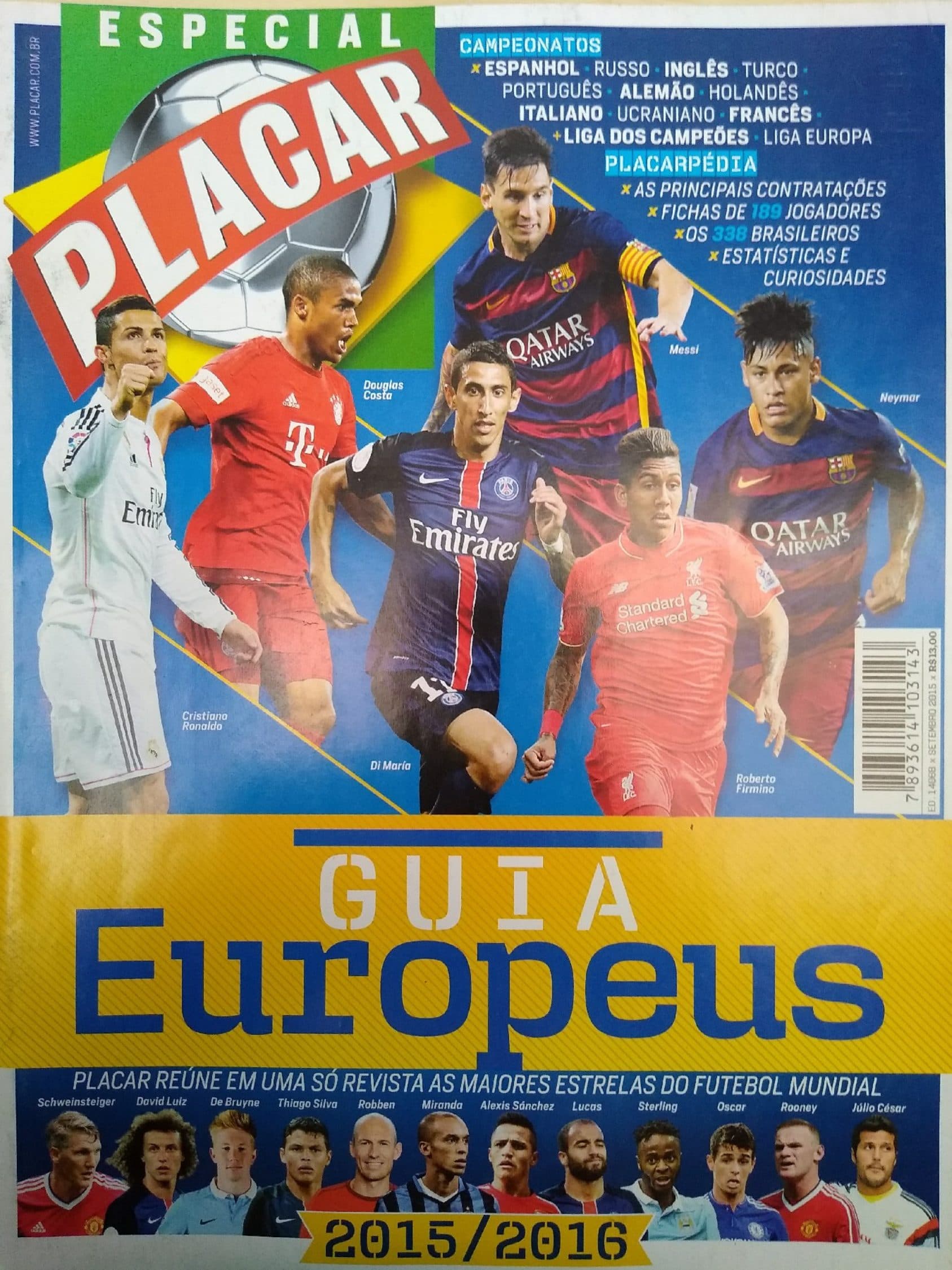 Capa da edição Guia dos Europeus 2015-16 da revista PLACAR
