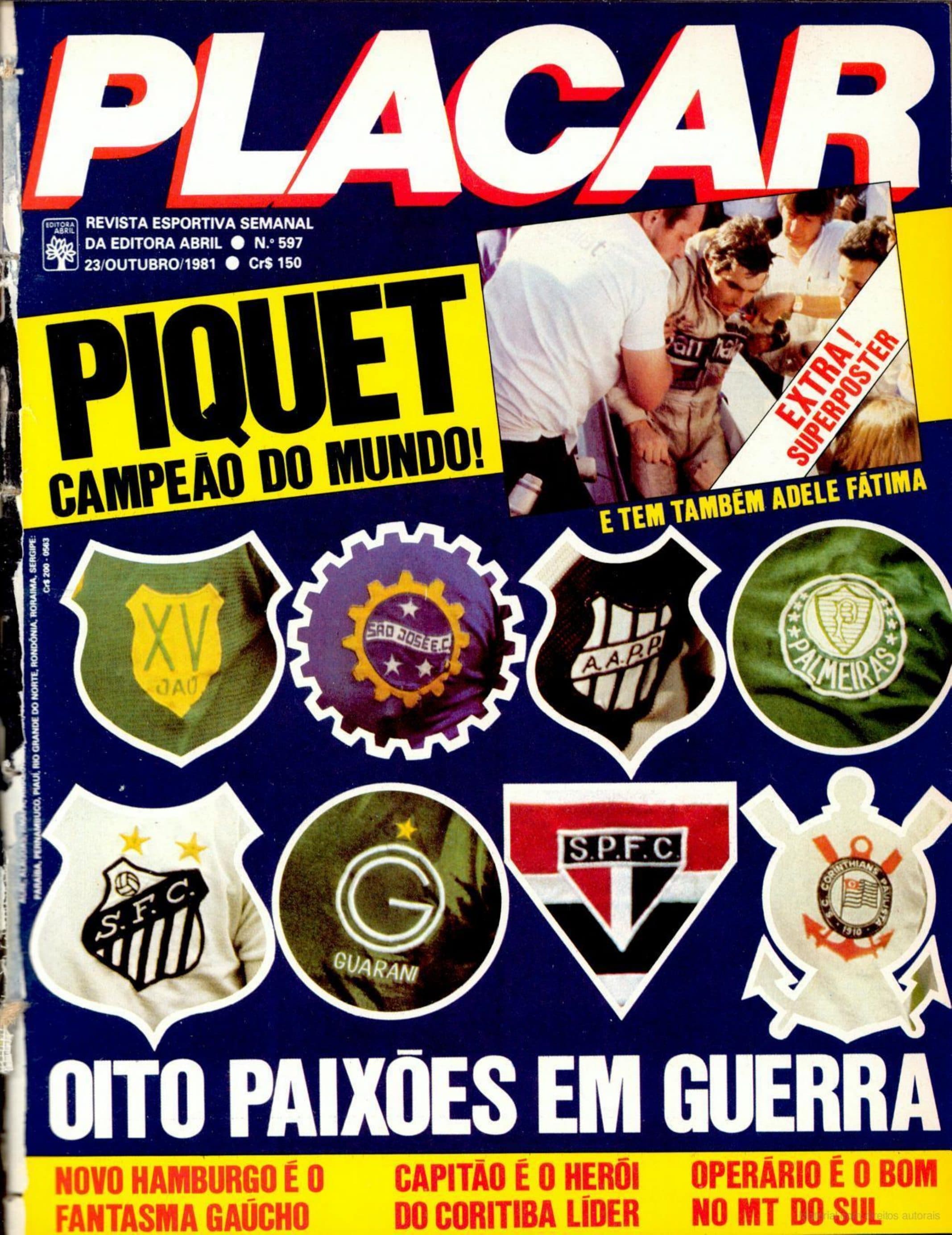 Capa da edição Piquet Campeão do Mundo! da revista PLACAR