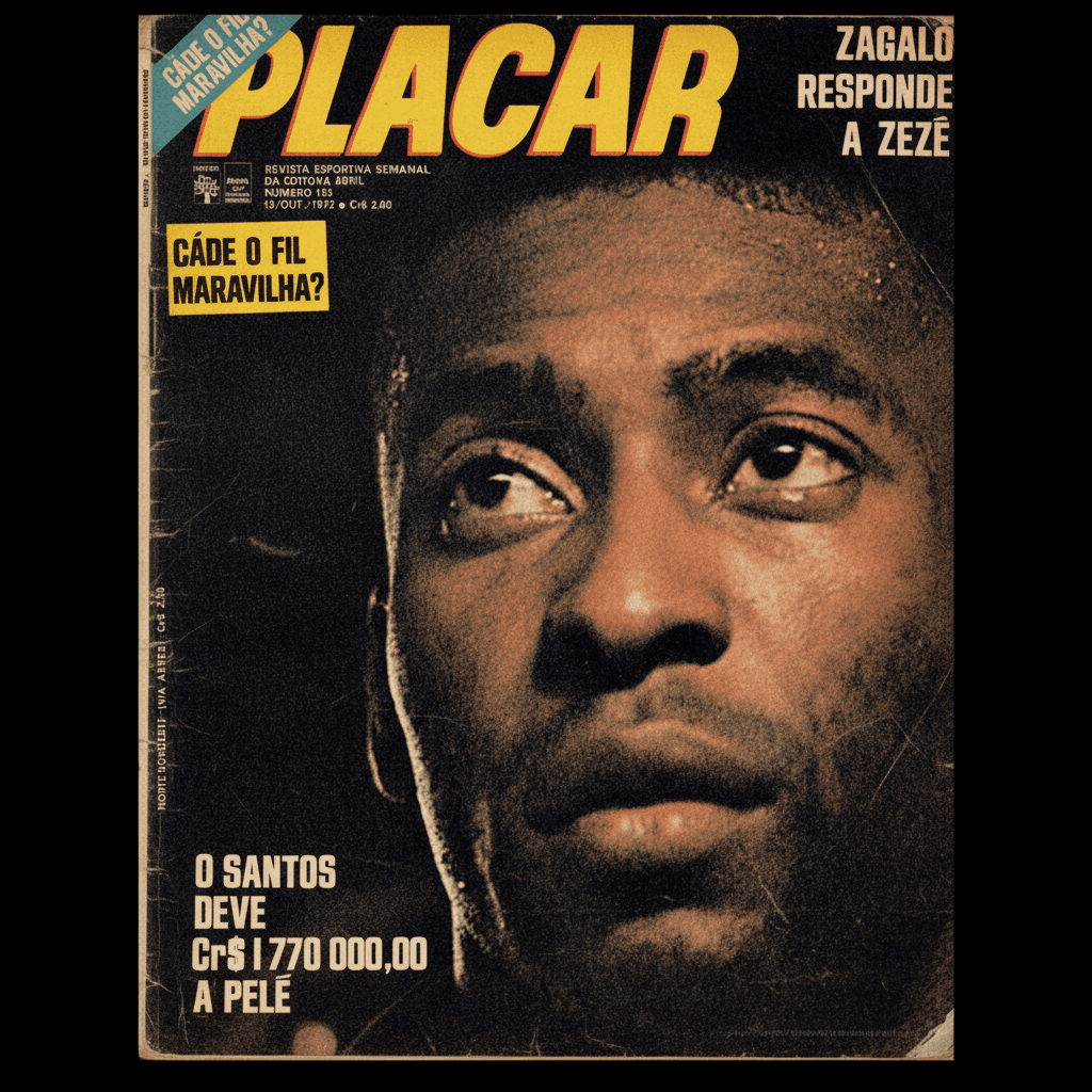 Capa da edição O Santos deve Cr$ 1 770 000,00 a Pelé da revista PLACAR
