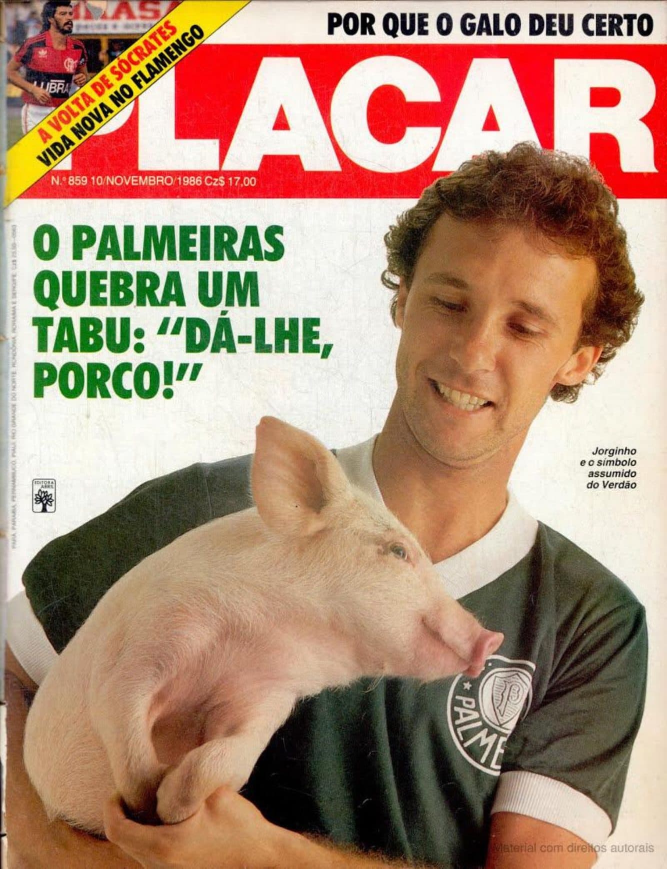 Capa da edição O PALMEIRAS QUEBRA UM TABU: DÁ-LHE, PORCO! da revista PLACAR