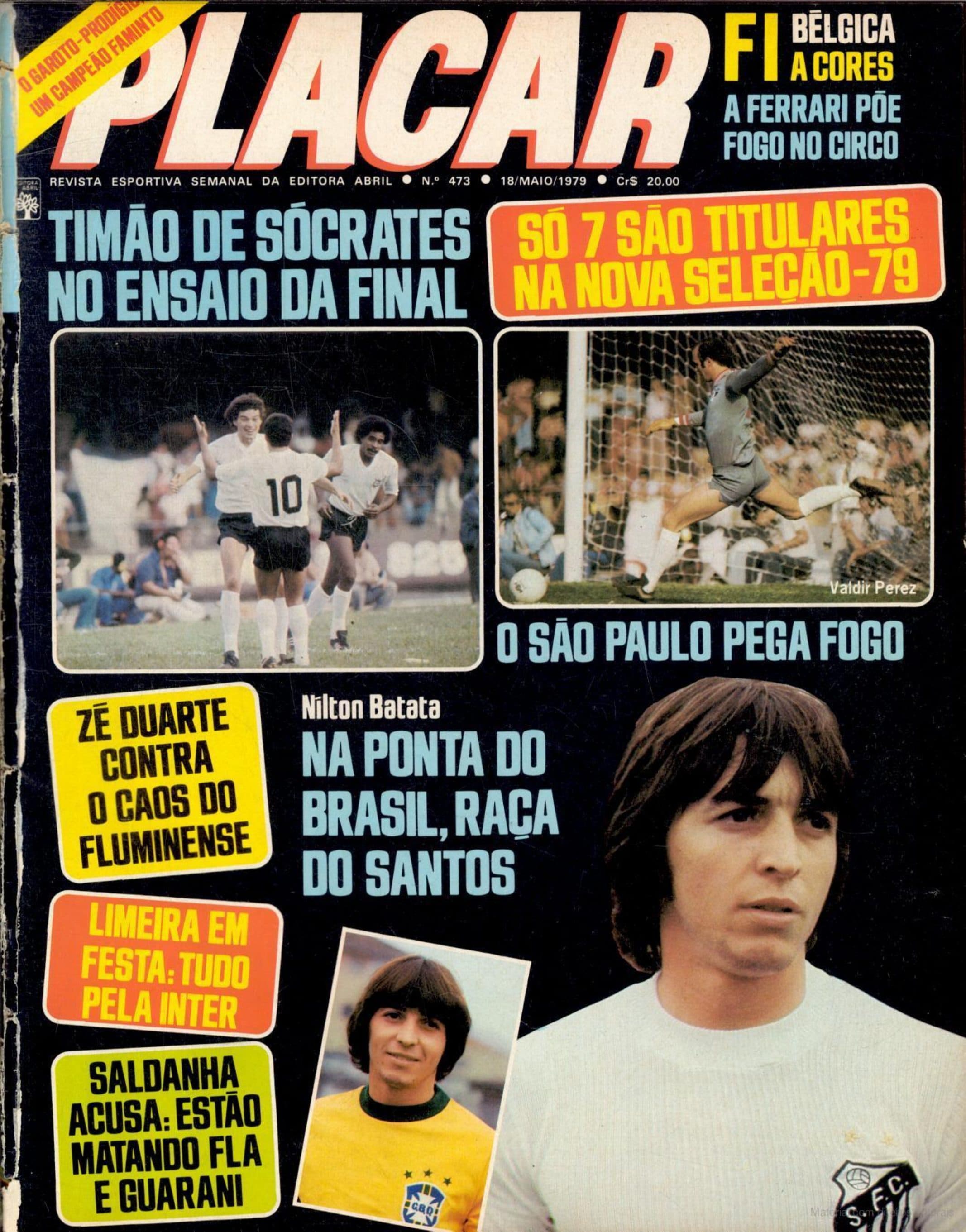 Capa da edição Timão de Sócrates no ensaio da final da revista PLACAR