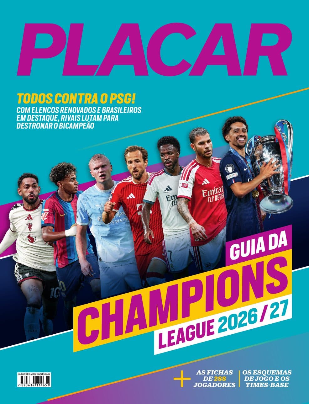Capa da edição GUIA DA CHAMPIONS LEAGUE 2026/27 da revista PLACAR
