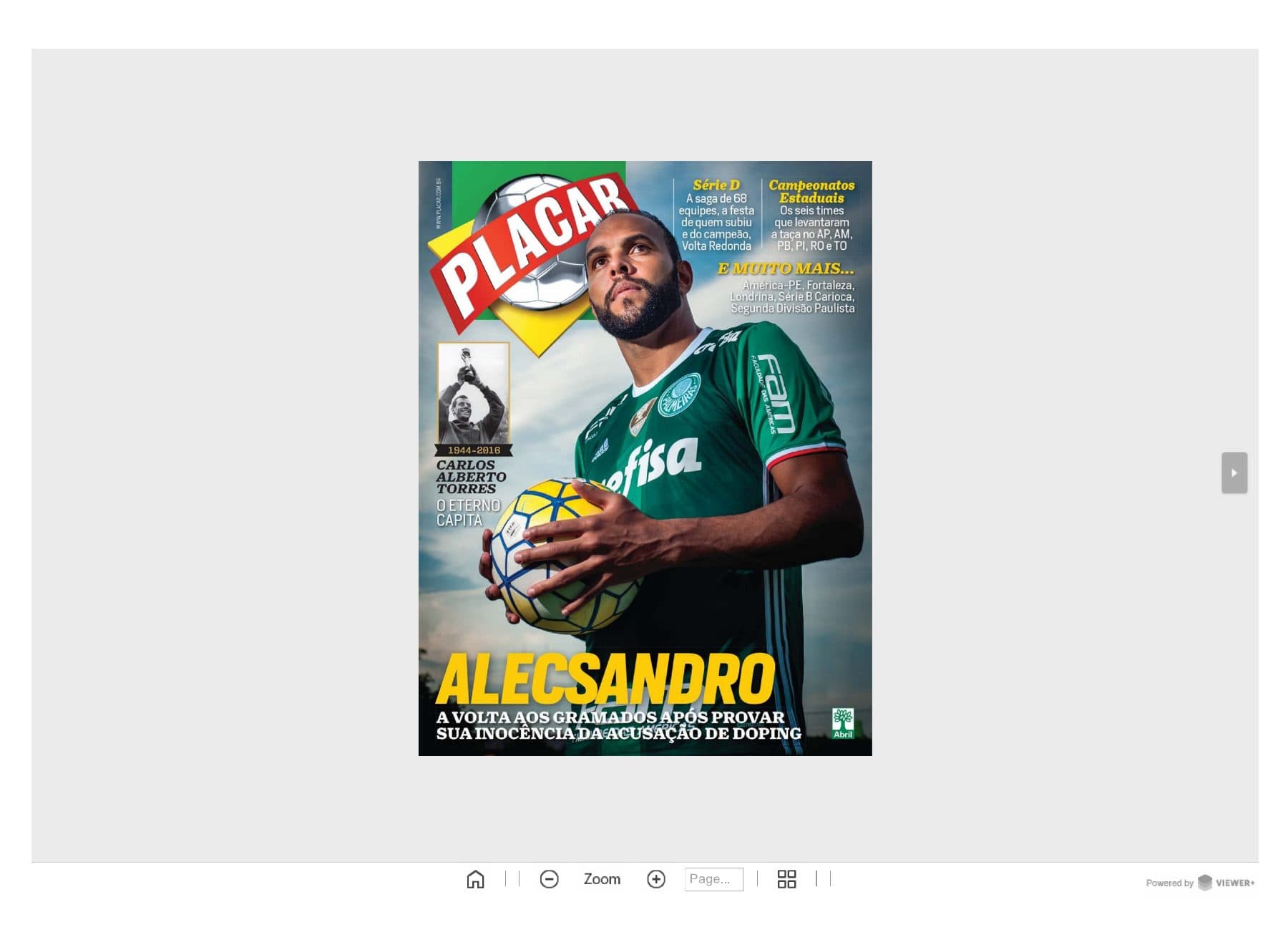 Capa da edição Alecsandro: A volta aos gramados da revista PLACAR