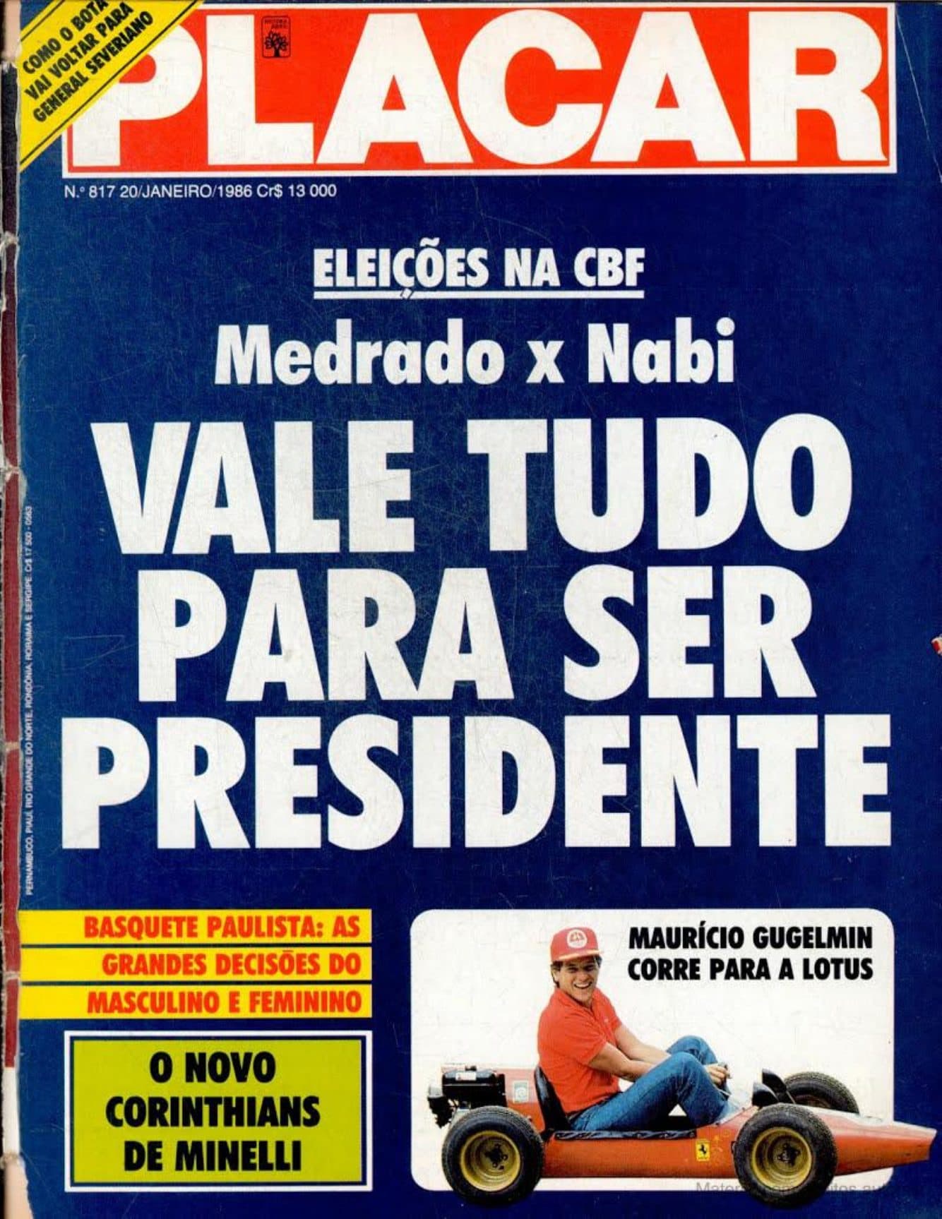 Capa da edição ELEIÇÕES NA CBF: Medrado x Nabi da revista PLACAR