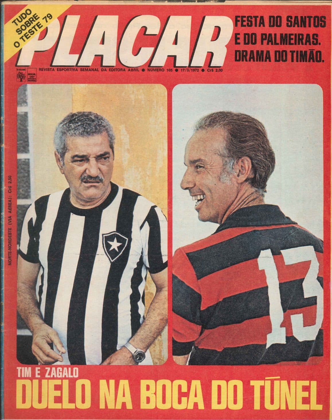 Capa da edição Tim e Zagalo: Duelo na Boca do Túnel da revista PLACAR