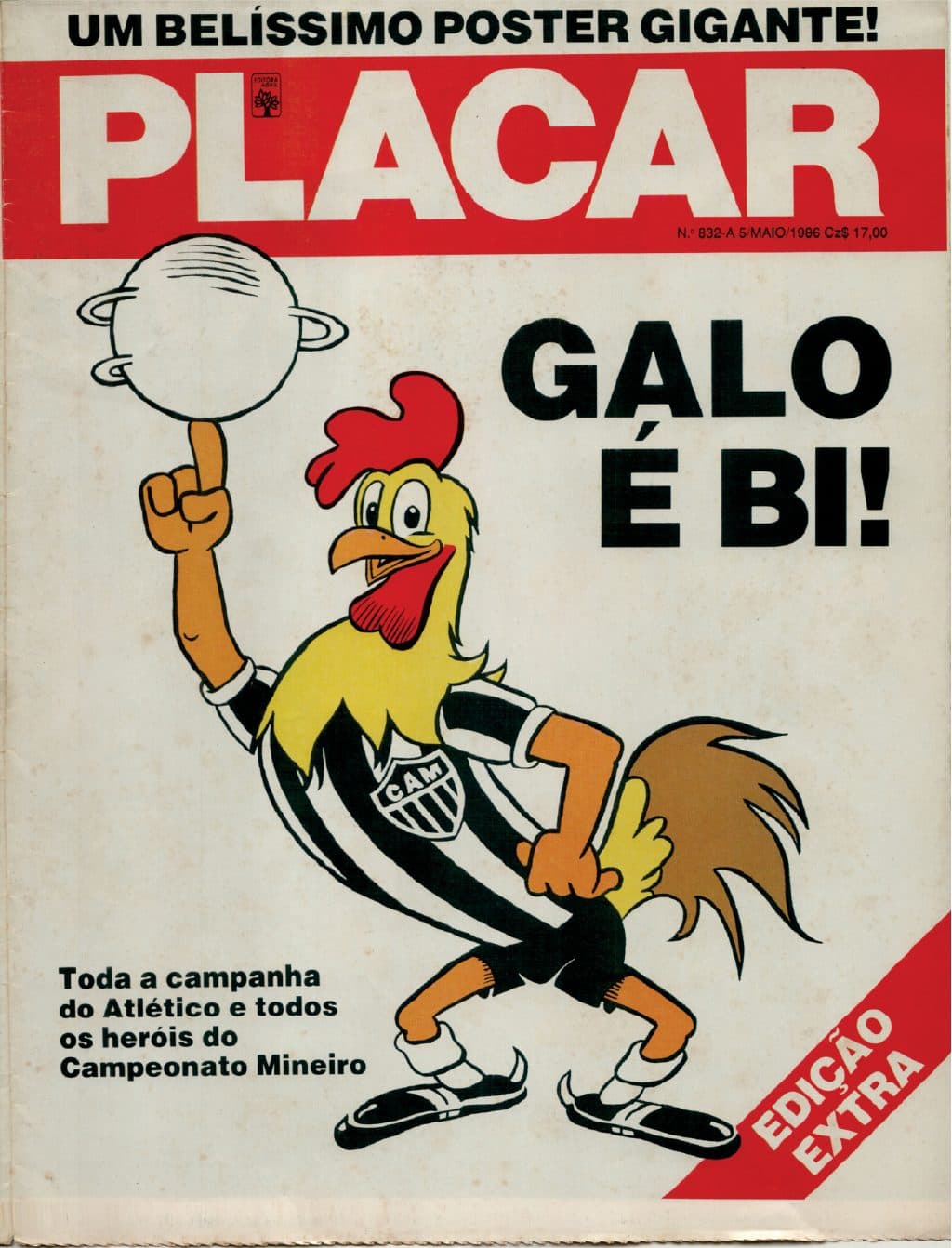 Capa da edição Atlético-MG Campeão Mineiro 1986 da revista PLACAR