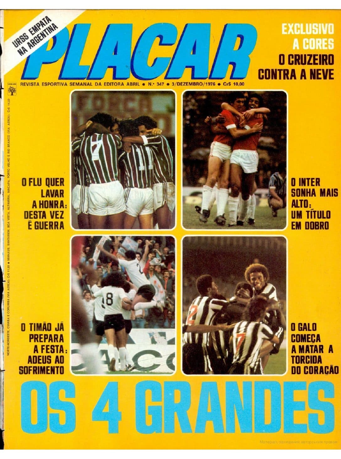 Capa da edição OS 4 GRANDES da revista PLACAR