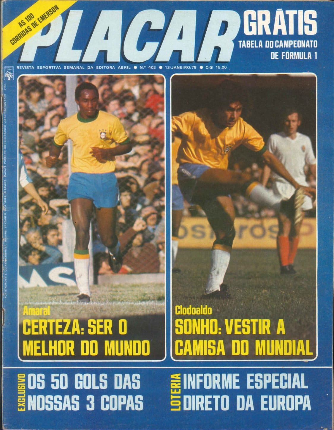 Capa da edição As 100 Corridas de Emerson da revista PLACAR