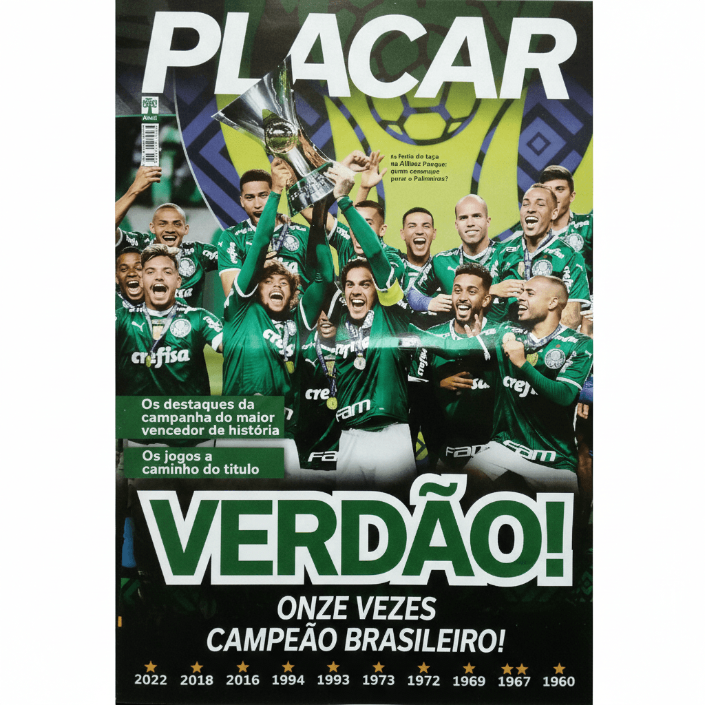 Capa da edição Palmeiras Campeão Brasileiro 2022 da revista PLACAR