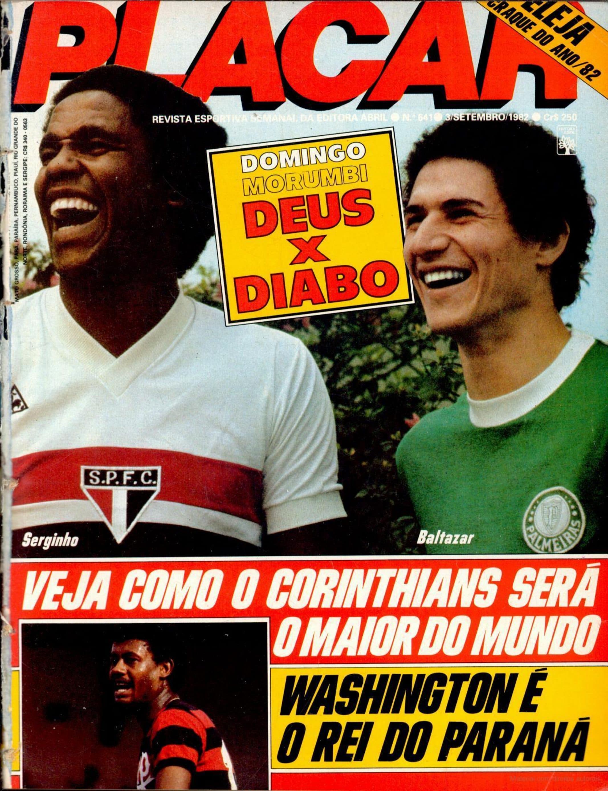 Capa da edição Domingo Morumbi Deus X Diabo da revista PLACAR