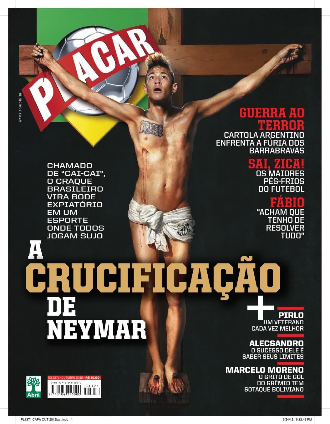 Capa da edição A Crucificação de Neymar da revista PLACAR