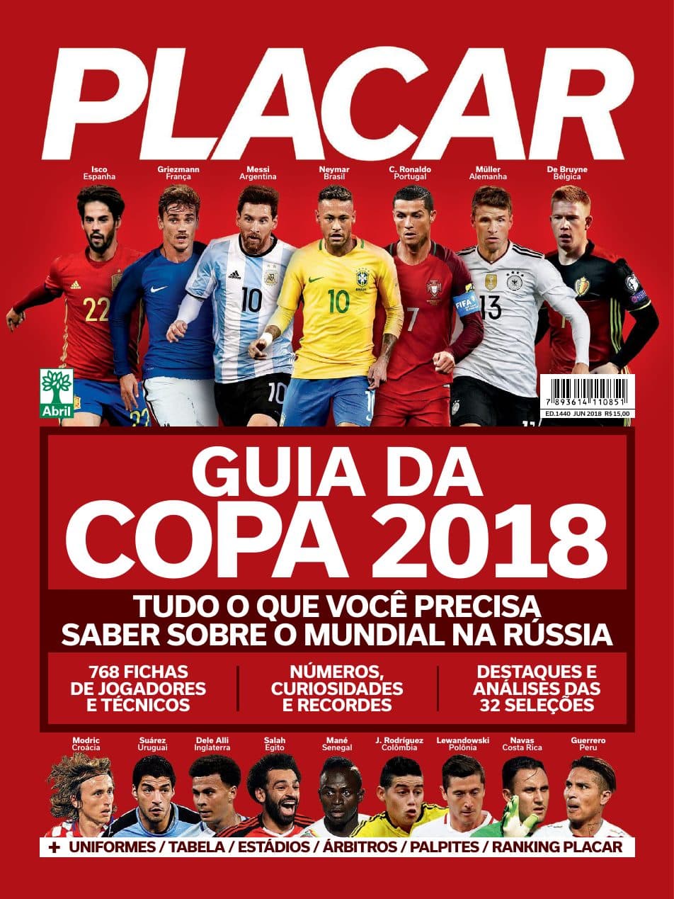 Capa da edição GUIA DA COPA 2018 da revista PLACAR