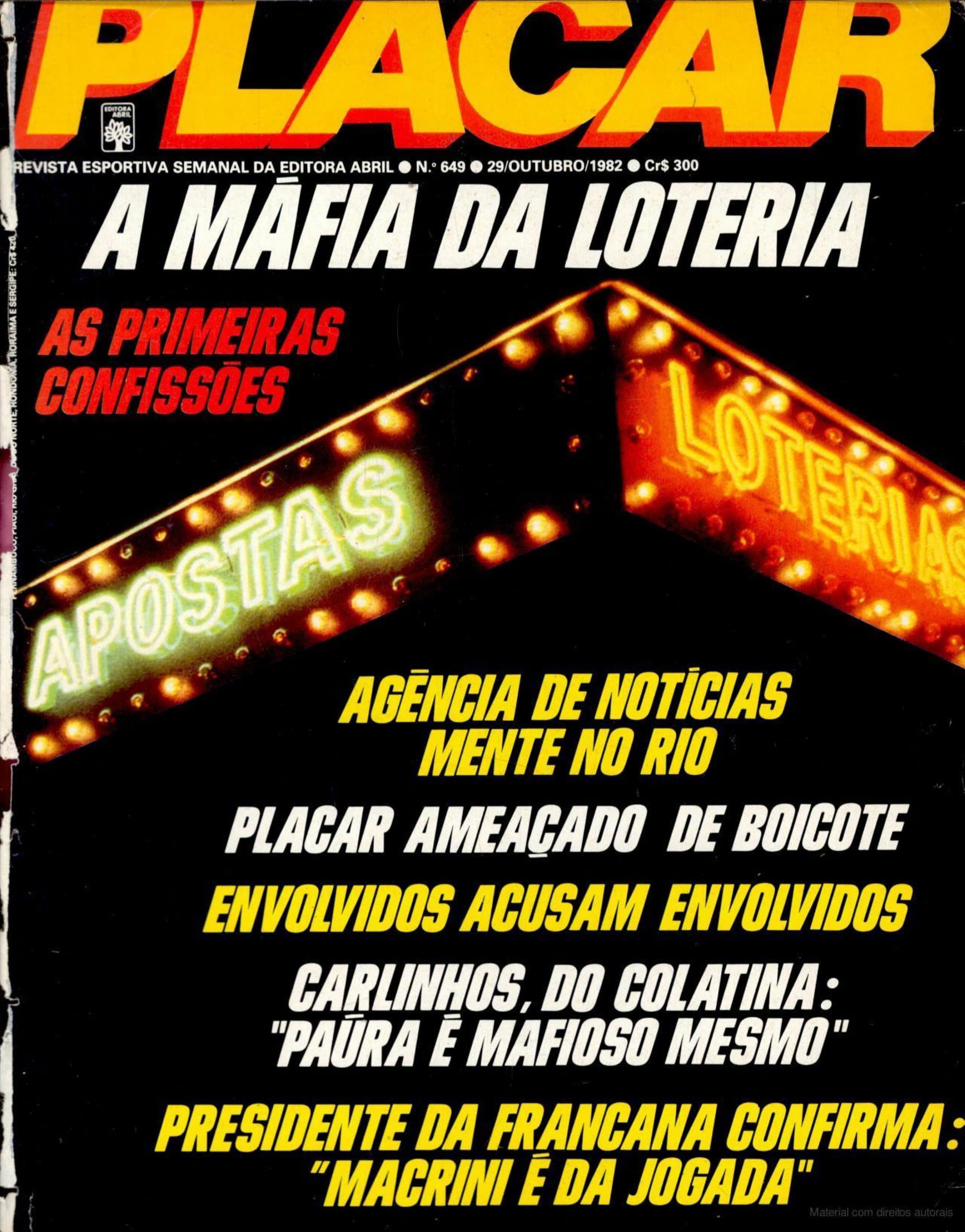 Capa da edição A Máfia da Loteria da revista PLACAR