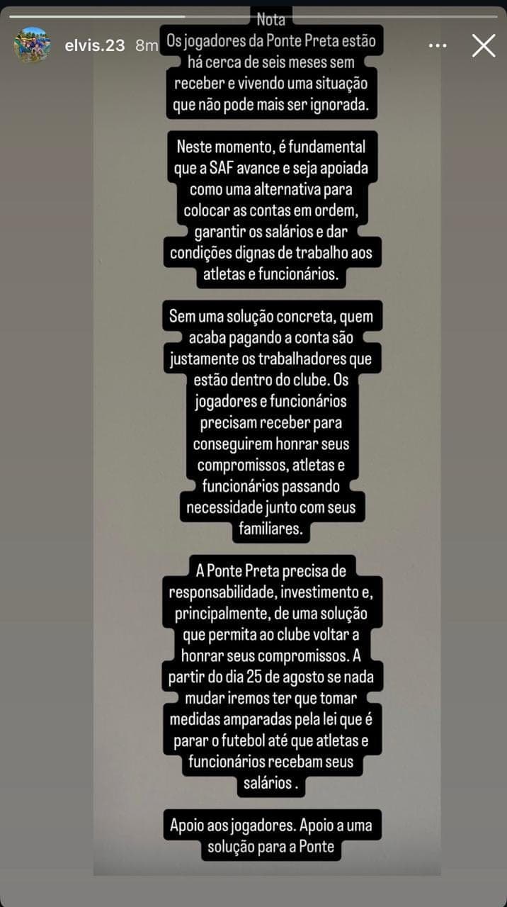 Nota dos jogadores da Ponte Preta - Reprodução/@elvis.23