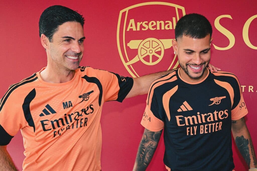 Mikel Arteta e Bruno Guimarães