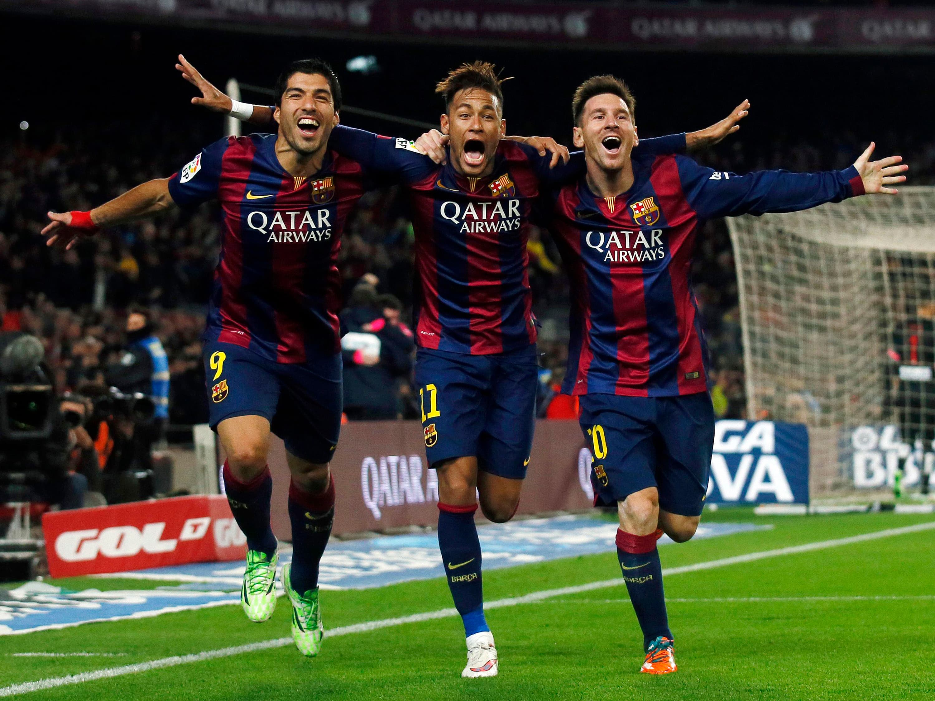 Barcelona: Neymar, Lionel Messi eLuis Suárez
