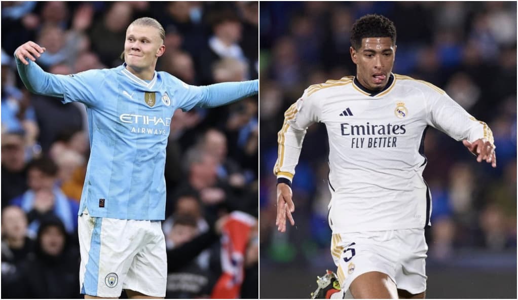 Haaland e Bellingham dominam o centro do ataque - Divulgação / Manchester City e Real Madrid