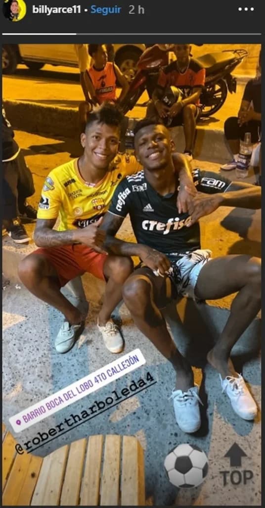 Billy Arce e Arboleda, com a camisa do Palmeiras - Reprodução