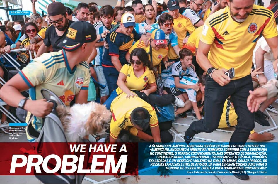 Matéria sobre sobre os problemas de organização na Copa América dos EUA - PLACAR