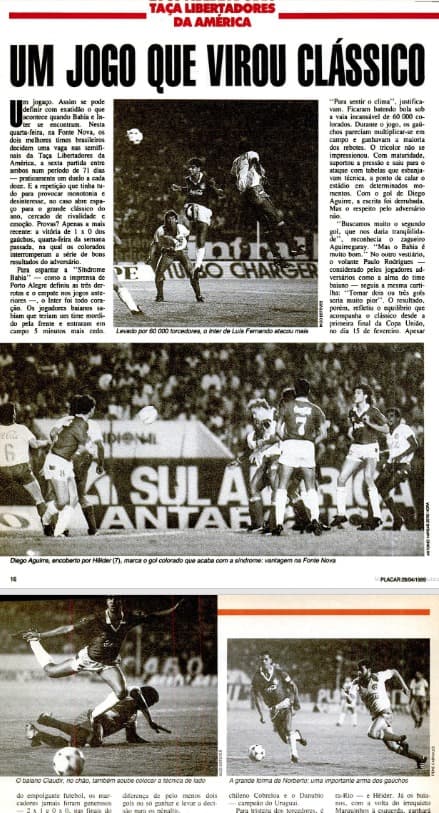 PLACAR relatou quartas de final da Libertadores de 1989 - Arquivo PLACAR