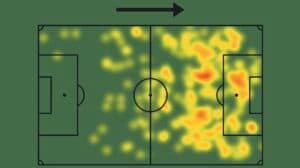 Mapa de calor de Bruno Henrique no Campeonato Carioca de 2025 - Sofascore
